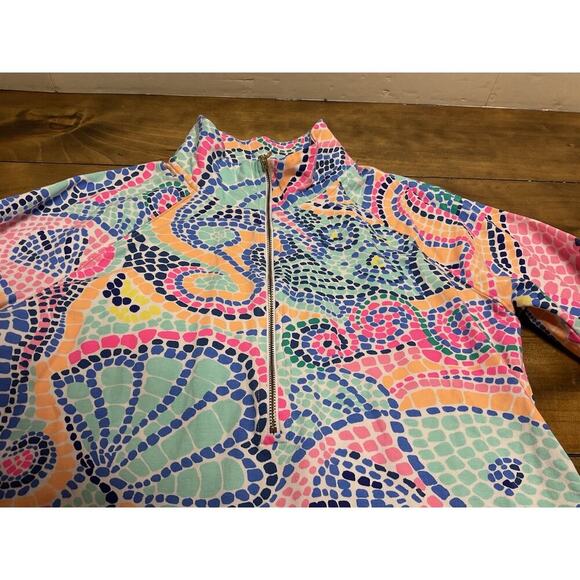 Lilly Pultizer Womens Jacket 1/2 Zip Skipper Popover Seashell Multicolor Mosaic - Picture 3 of 12